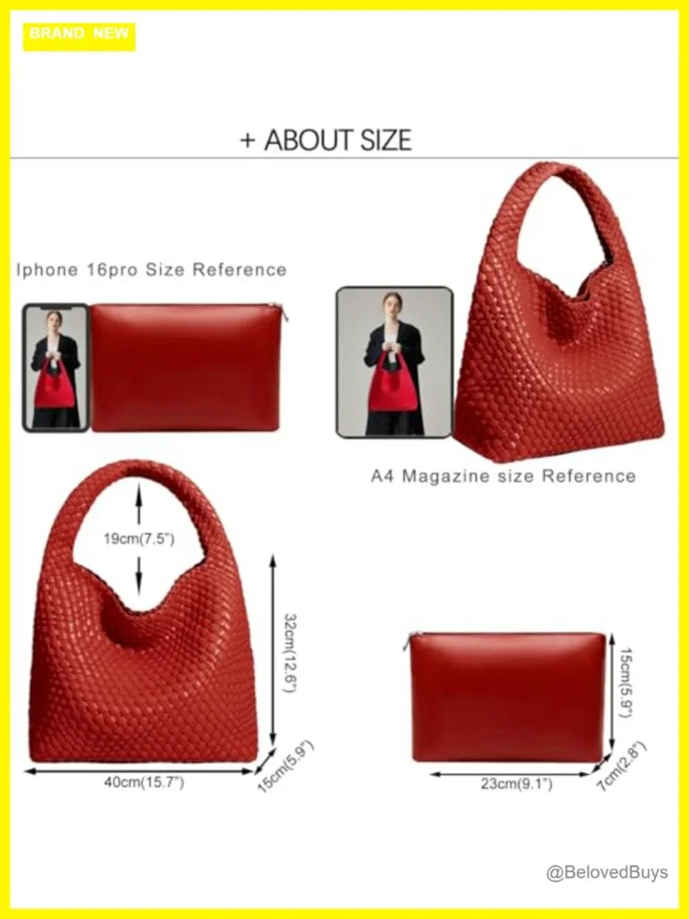 Woven Vegan Leather Hobo Tote Shoulder Bag with Purse